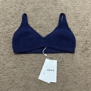 Ruve Fuzzy Crop Top Low Cut Spaghetti Strap Blue New W Tags One Size